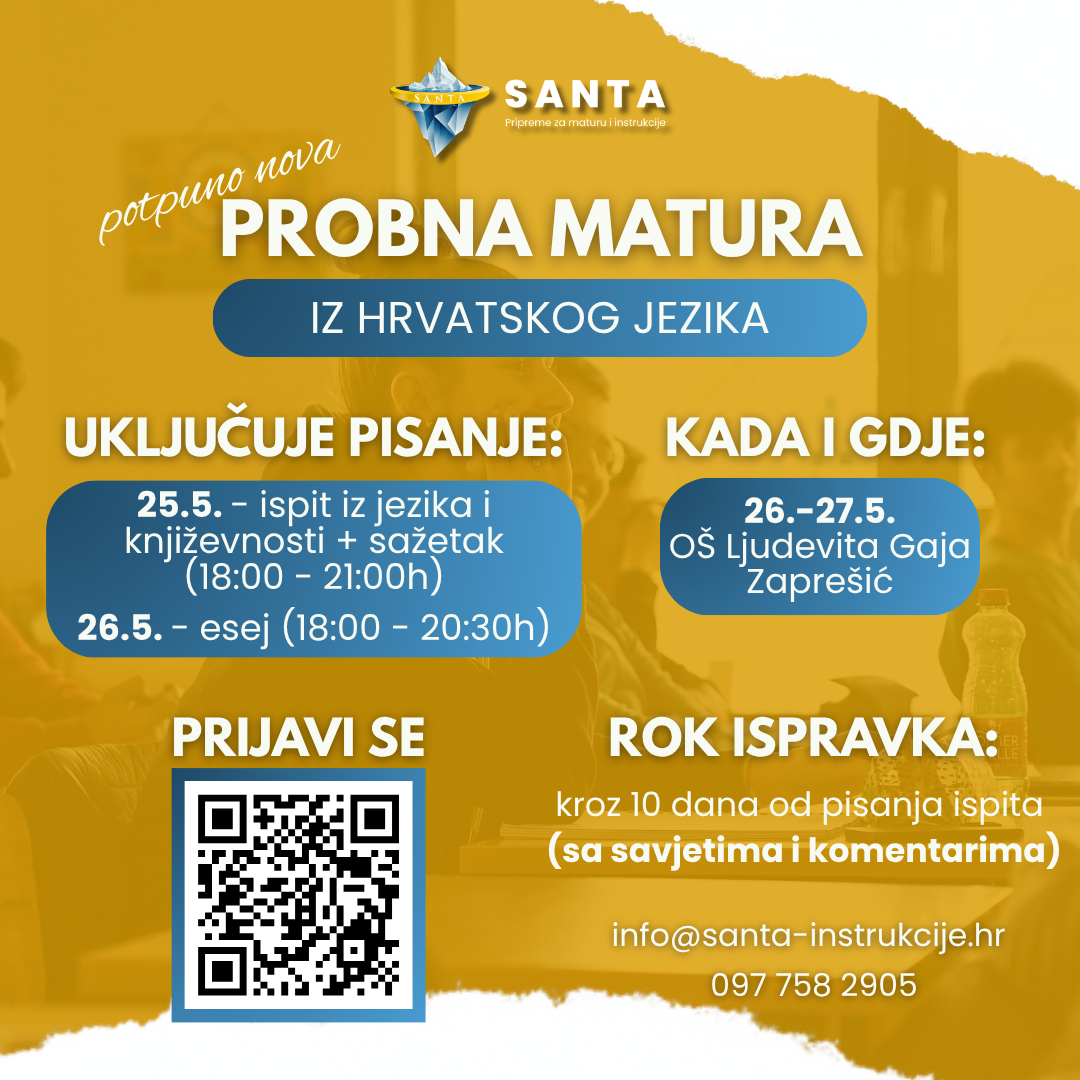 Probna matura 2026. – Matematika A razina, SANTA Instrukcije Zaprešić